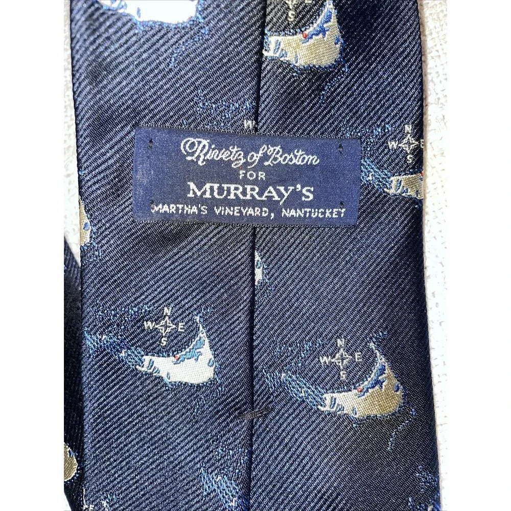 Rivetz Of Boston Men’s Dress Tie Size 54” 4” Blue Compass Business Formal City